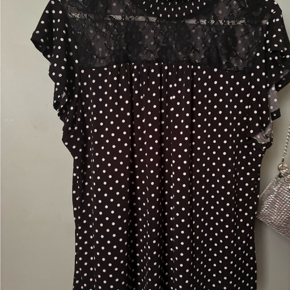 Adrienne Vittadini Black and White Polka Dot Blouse